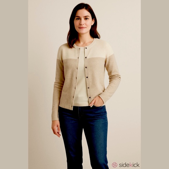 Apt. 9 Sweaters - Apt. 9 100% Cashmere Fitted Button Up Cardigan Cream Tan Size XLarge